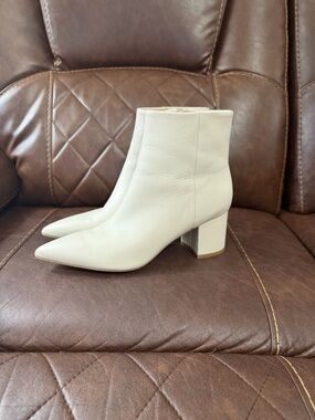 Marc Fisher LTD Ivory Leather Pointed Toe Ankle Boots